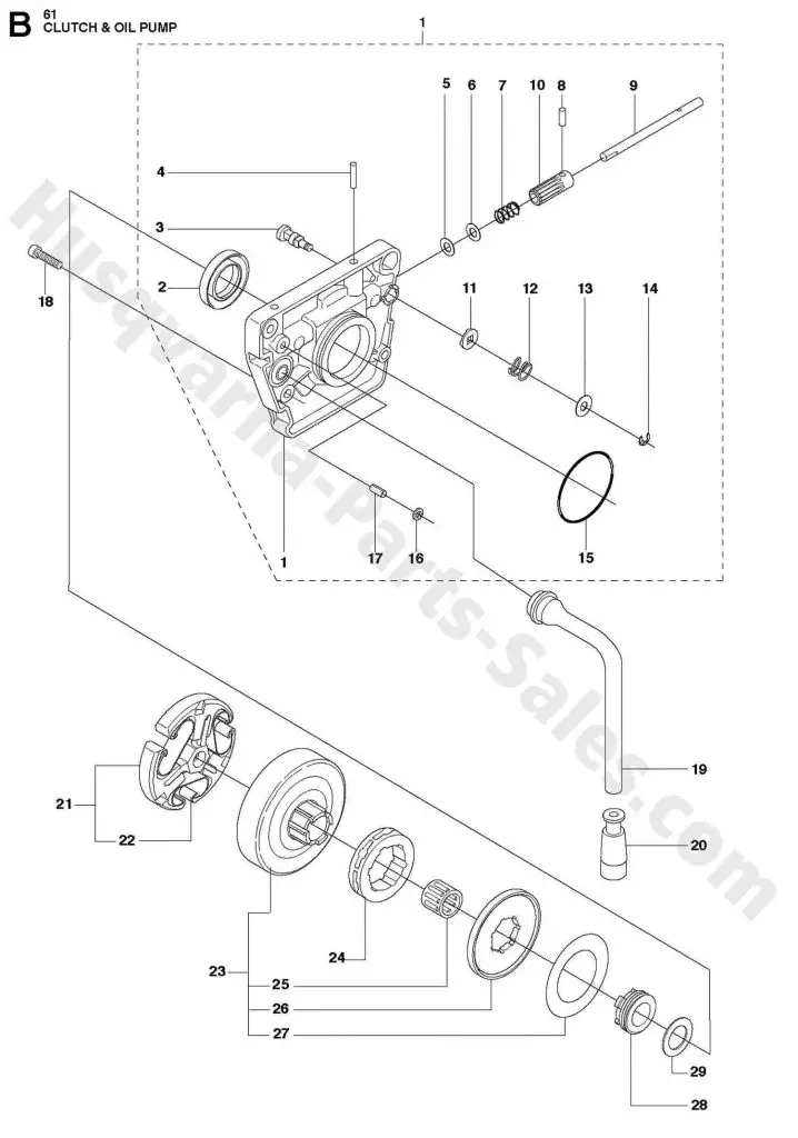 Husqvarna Chainsaw Clutch And Oil Pump Parts