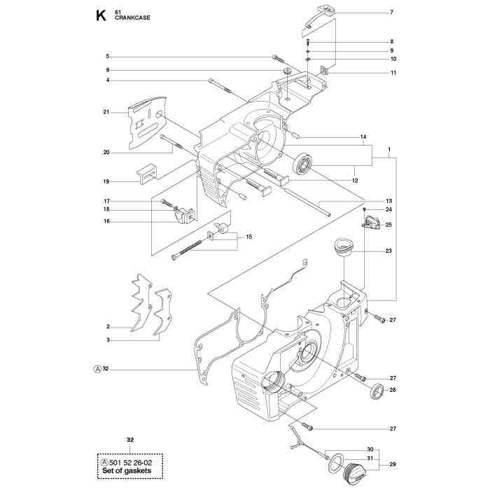 Husqvarna Chainsaw Crankcase Parts